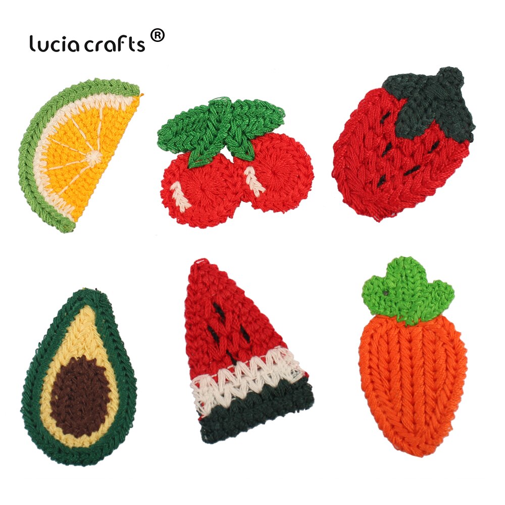 10 Pcs/6 Stuks Wortel Fruit Cherry Gehaakte Gebreide Patches Geappliceerd Handwerken Diy Naaien Kleding Ambachten Hoofddeksels Decor L0823