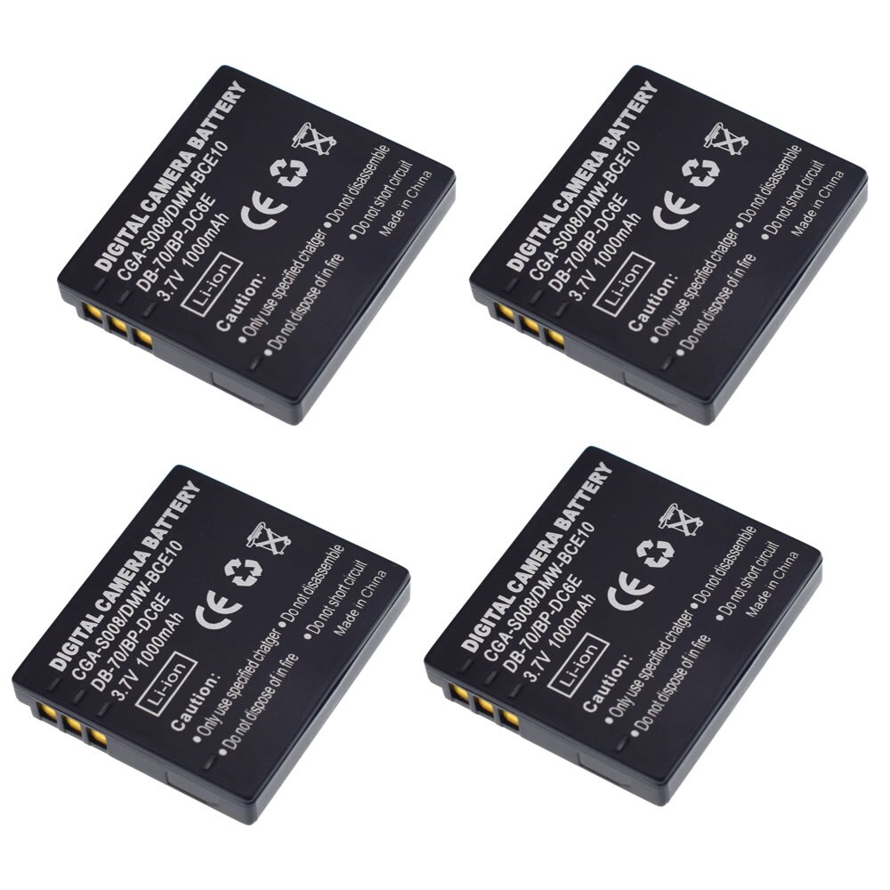2x Battery for Panasonic Lumix CGA-S008E DMW-BCE10E VW-VBJ10E Leica BP-DC6-E DMC-FS3 FS5 FS20 FX30: 4 Battery