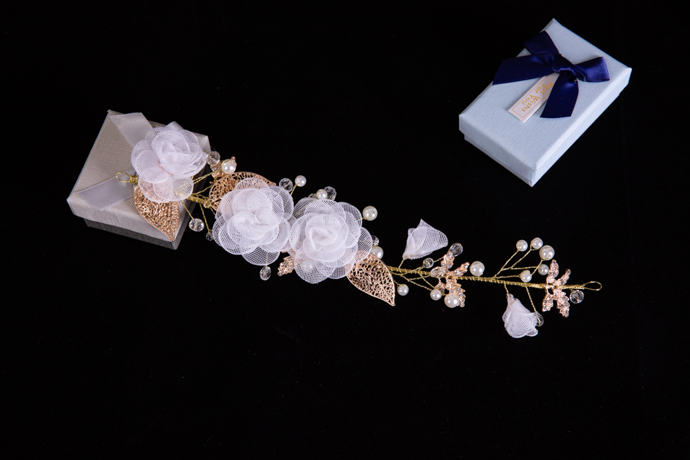 Diadema de flores azul Aqua hecha a mano, diadema de perlas para boda, diademas para desfile nupcial, accesorios para la cabeza para mujeres, Tiaras de joyería: Off White