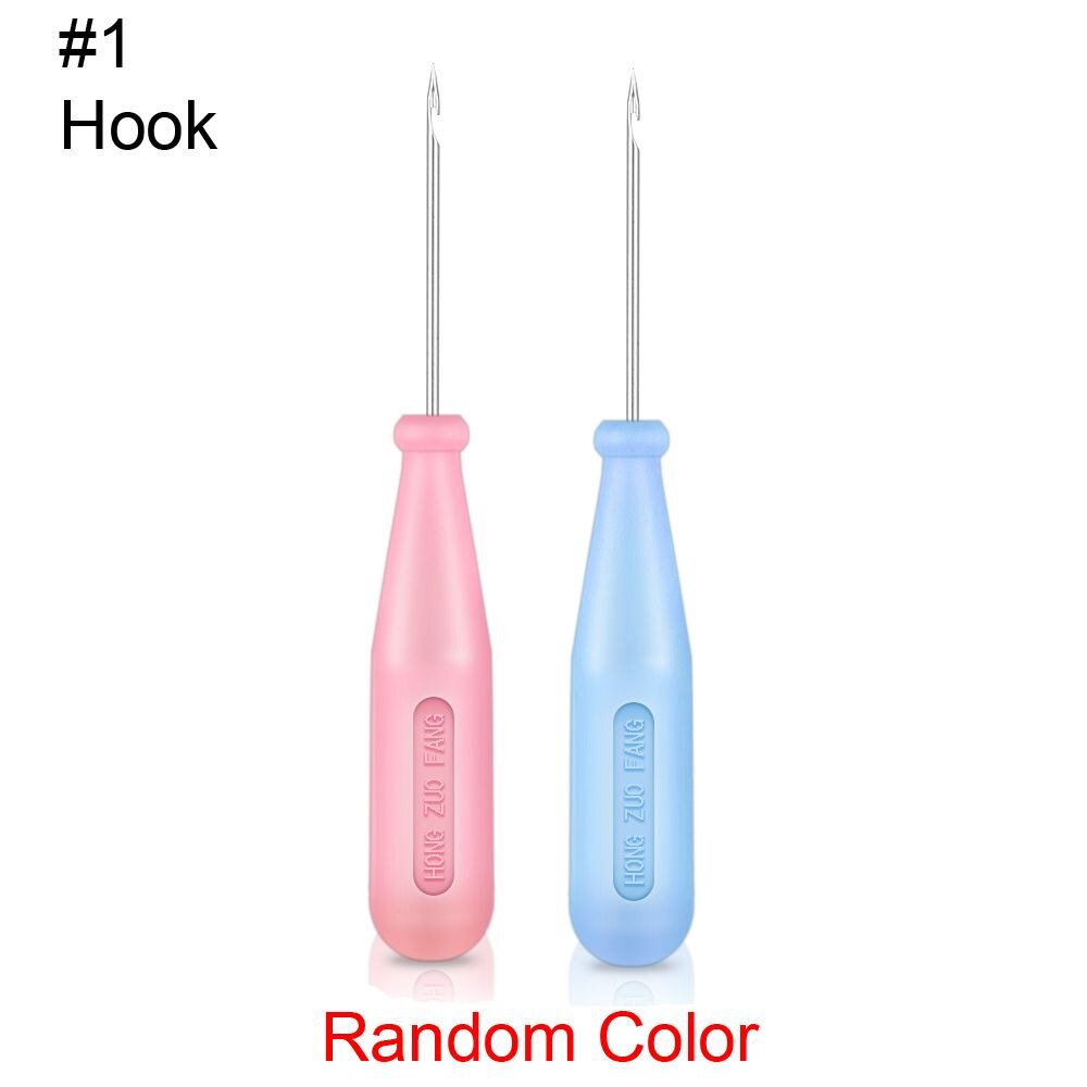 1PC Steel Stitcher Sewing Awl Shoes Bags Hole Hook DIY Handmade Leather Tool Plastic Handle Cone Needle Shoe Repair Needles: 1-Hook