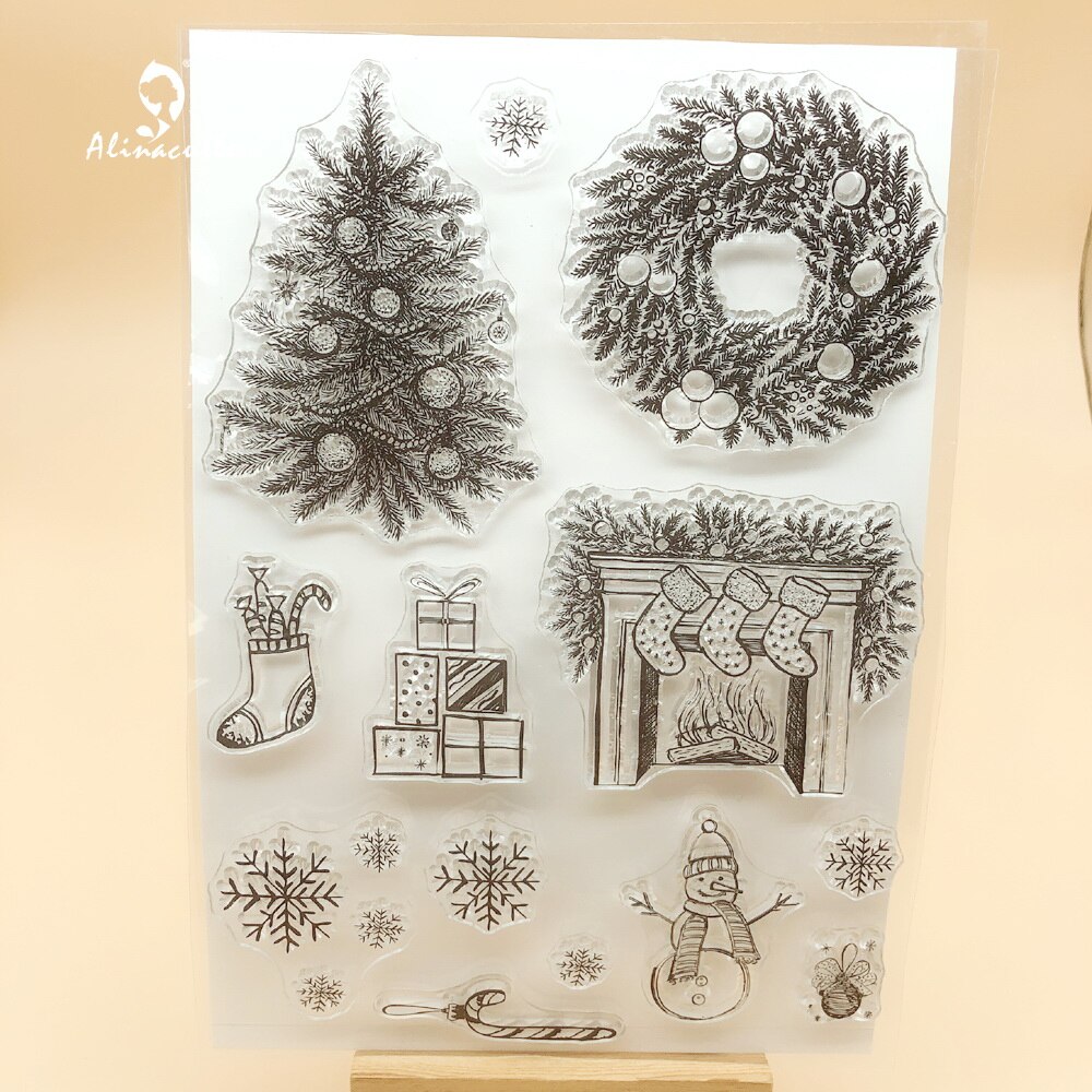 CLEAR STAMPS Christmas Wreath Tree Scrapbooking Handmade Card Album Paper Craft Rubber Transparent Silicon AlinaCraft