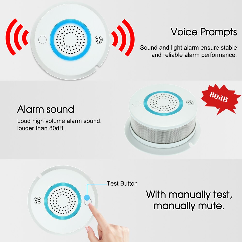 WIFI APP Fire Smoke Temperature Sensor Smart Wireless Smoke Temperature Detector Alarm APP Remote Control PA-438W
