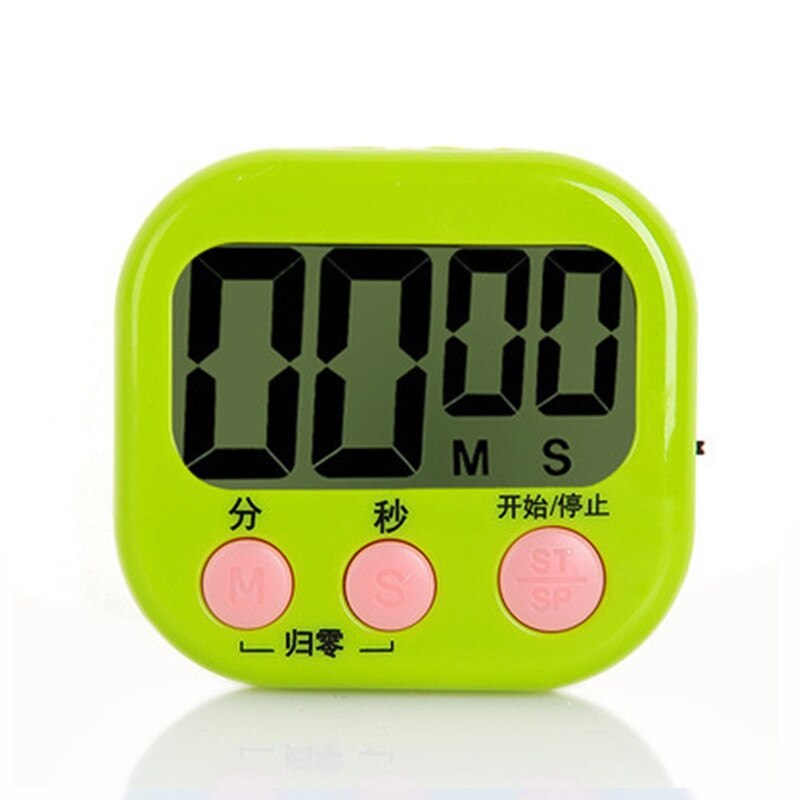 Super Thin LCD Digital Screen Kitchen Timer Square Cooking Count Up Countdown Alarm Sleep Stopwatch Temporizador Clock: green