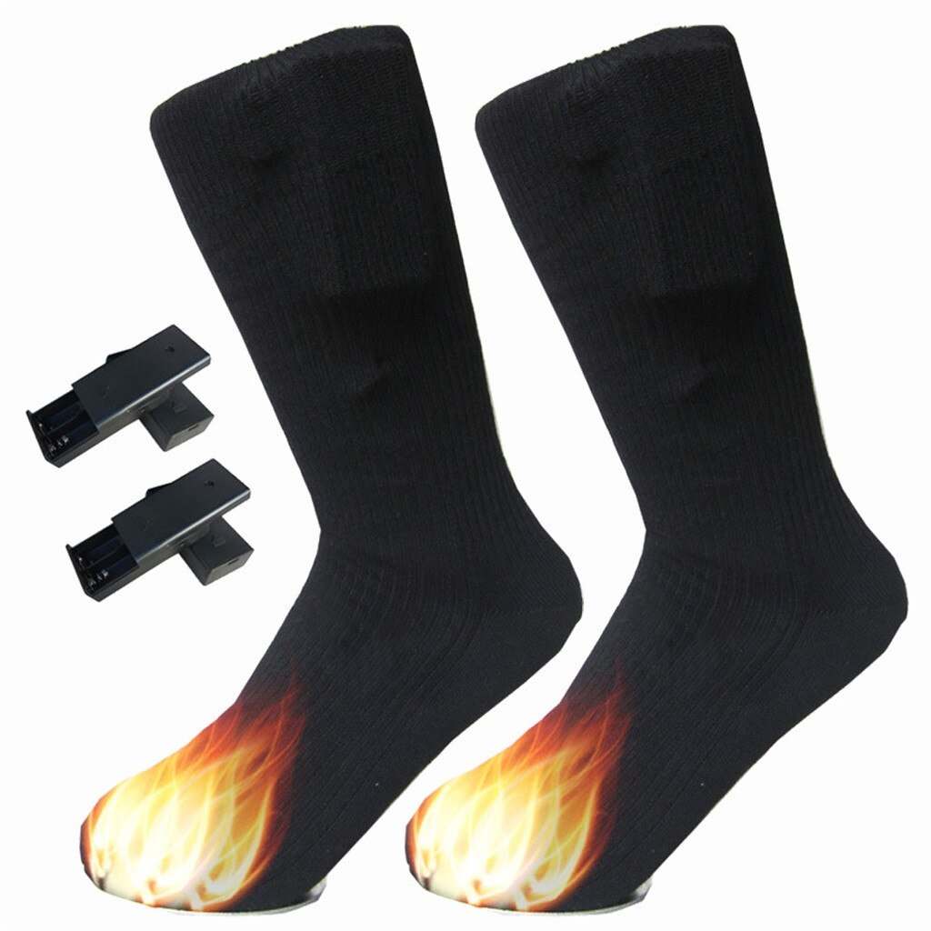 2PCS Cotton Thick Cushion Knee High Ski Heated Socks Sports Skiing Socks Winter Foot Warmer Electric Heating #FP