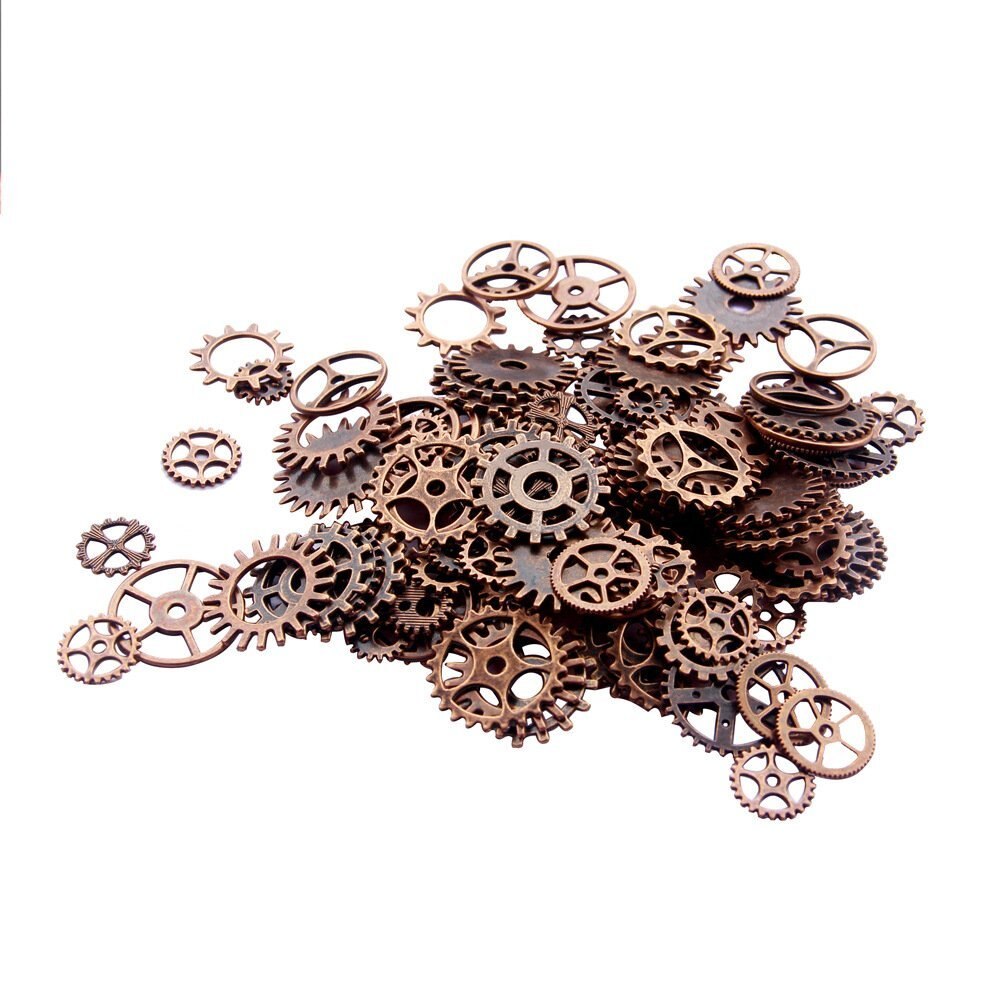 120g Über 100 pcs/lot Vintage Metall Gemischt Getriebe Schmuck, Die Diy Steampunk Getriebe Anhänger Charms Bronze Armband zubehör