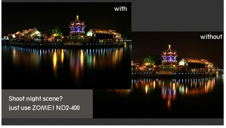 ZOMEI Glass Schlank ND2-400 Neutral Density Fader Variable ND filter Einstellbare 49/52/55/58/62 /67/72/77/82mm