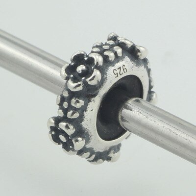 Authentic 925 Sterling Silver Spacer Stopper Heart Flower Bead Charm Fit European Style 3.0mm Bracelet Jewelry: 9