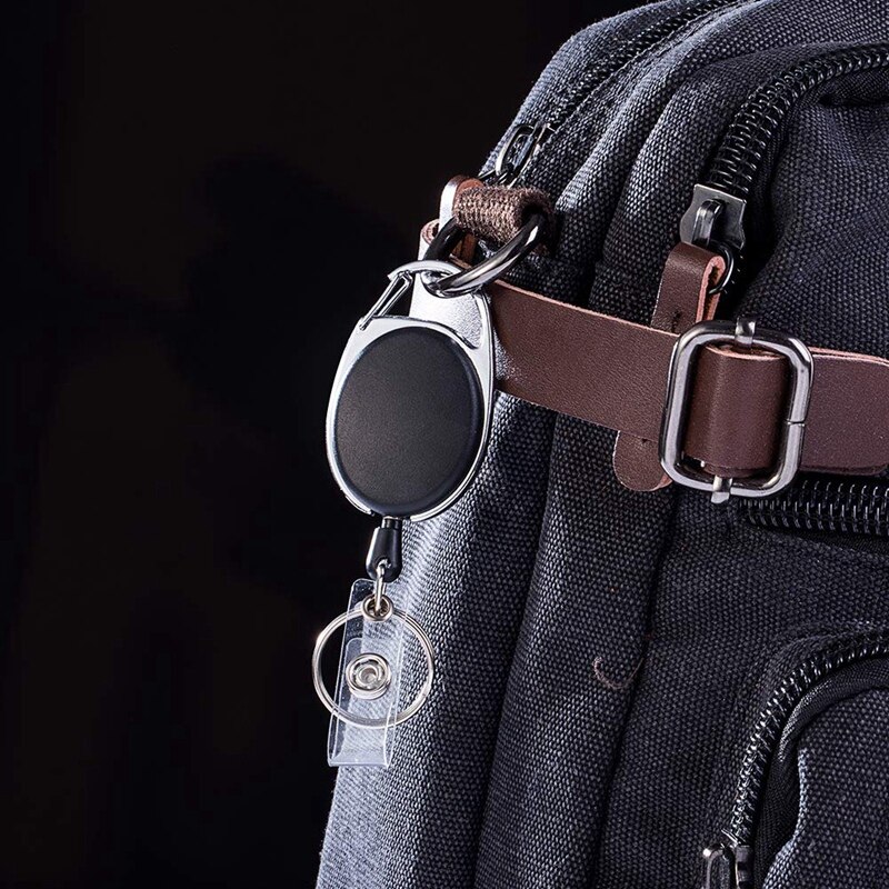 18Pcs Retractable ID Card Badge Holder, Heavy Duty Badge Reel Clip with 27 Inch Nylon Cord and Key Ring for Nurse Office School