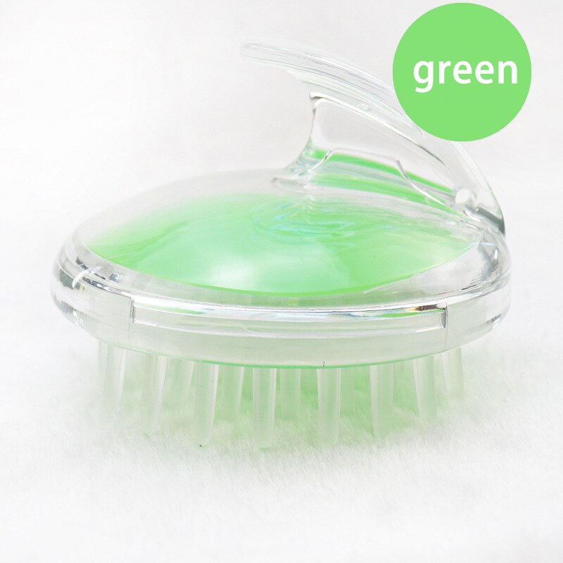 1PcsTransparent anti-dérapant cuir chevelu Massage brosses pour le lavage des cheveux Portable en plastique shampooing peigne salle de bain accessoires: green