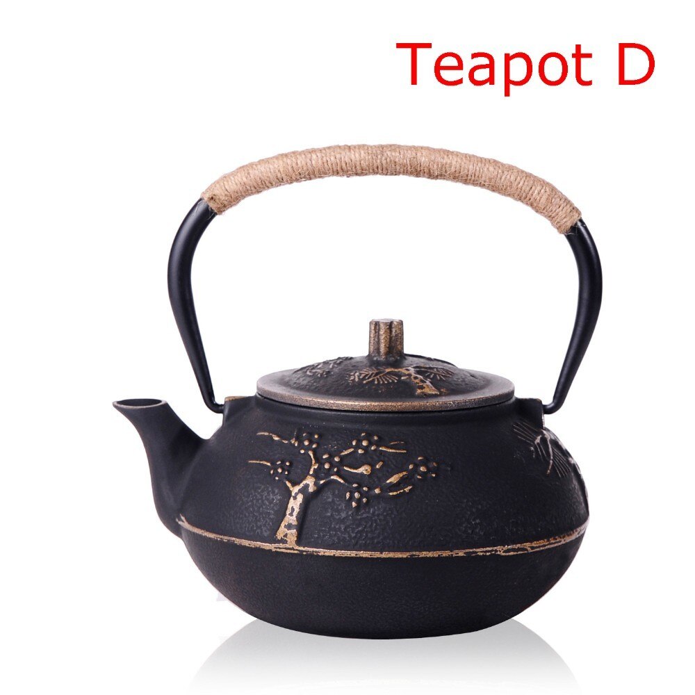 7 Chioces Cast Iron Teapot Set Japanese Tea Pot Tetsubin Kettle Enamel 900ml Kung Fu Infusers Metal Net Filter Cooking Tools: Teapot D