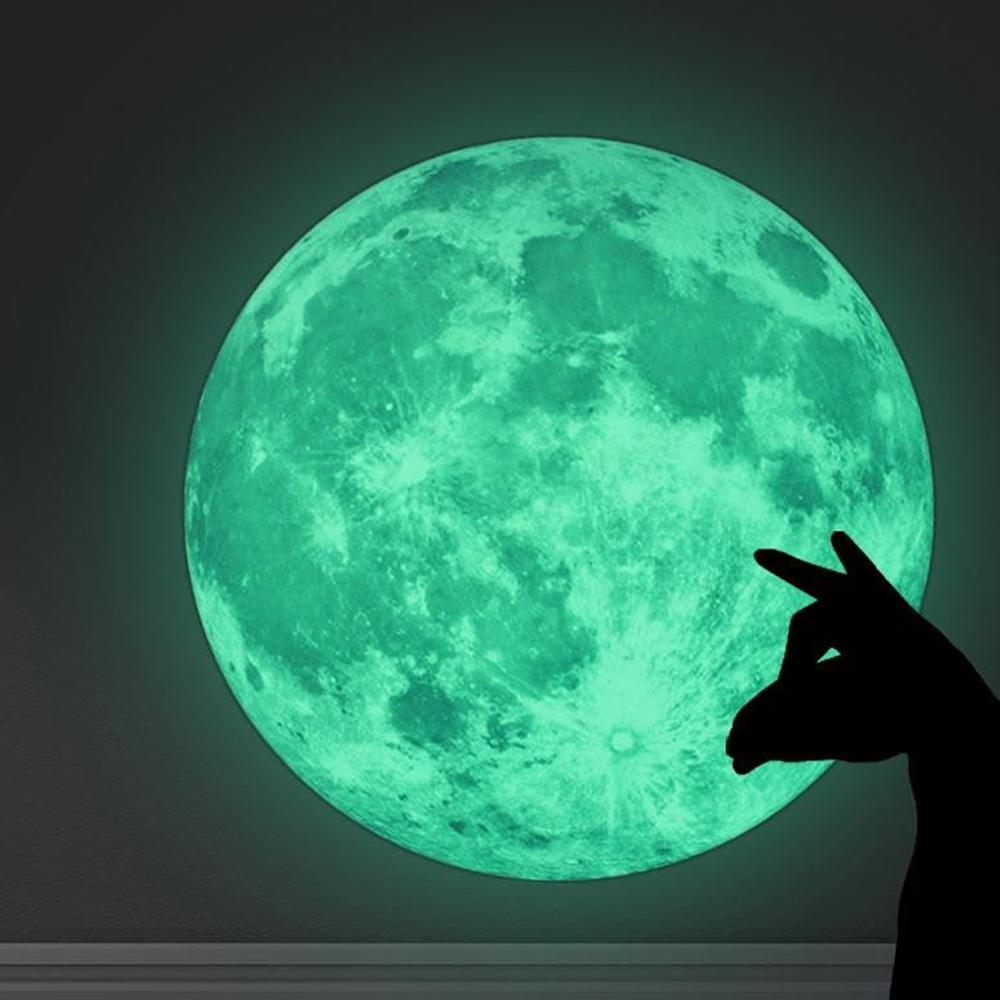 Luminous Moon 3D Wall Refective Sticker 12/20/30cm for Home Kids Room bedroom Decoration Decor Glow in the dark Wall Stickers
