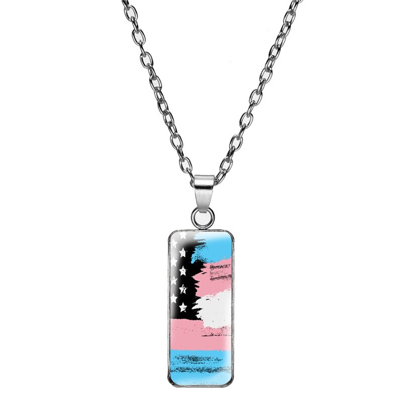 Lgbt Gay Pride Flags Necklace they Theirs Pronouns Rainbow Pride Flag Necklaces Pendant Art Print Rectangular Jewelry лгбт: Style 13