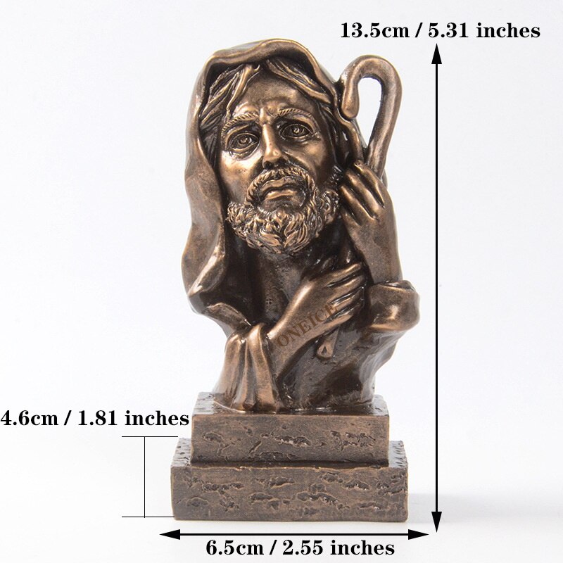 Estatua de Jesús de imitación de bronce, resina, Jesús, Cruz, iglesia, decoración del hogar, adornos de