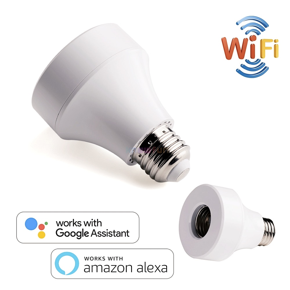Smart led pære wifi lysstik  e26 e27 timer trådløs wi-fi lampe adapter fjernbetjening arbejde med alexa google hjem smart liv