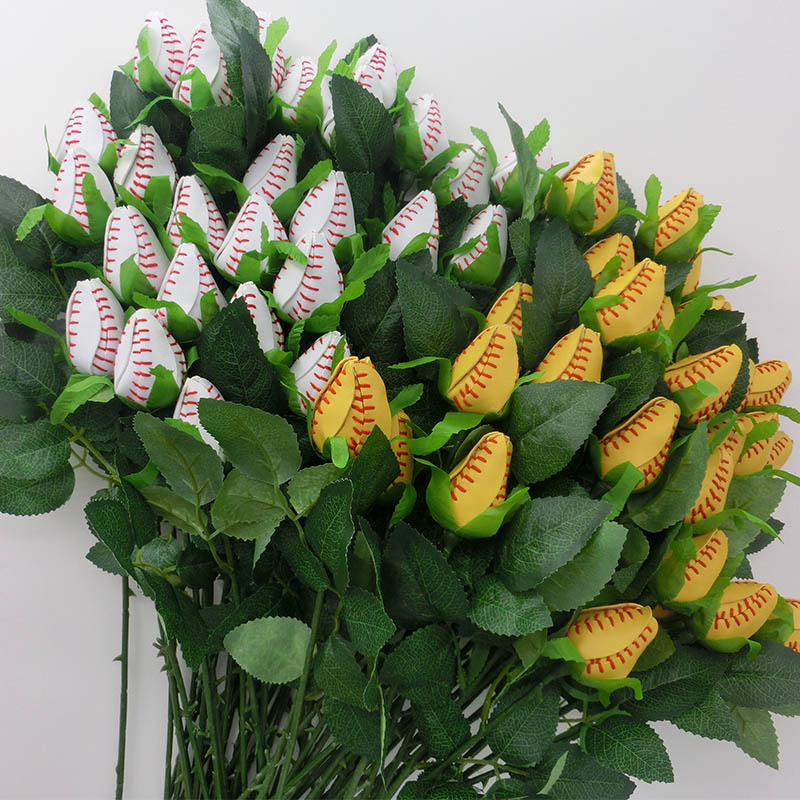 Baseball Rose Long Stem - Baseball Themed - Sports Roses Flower