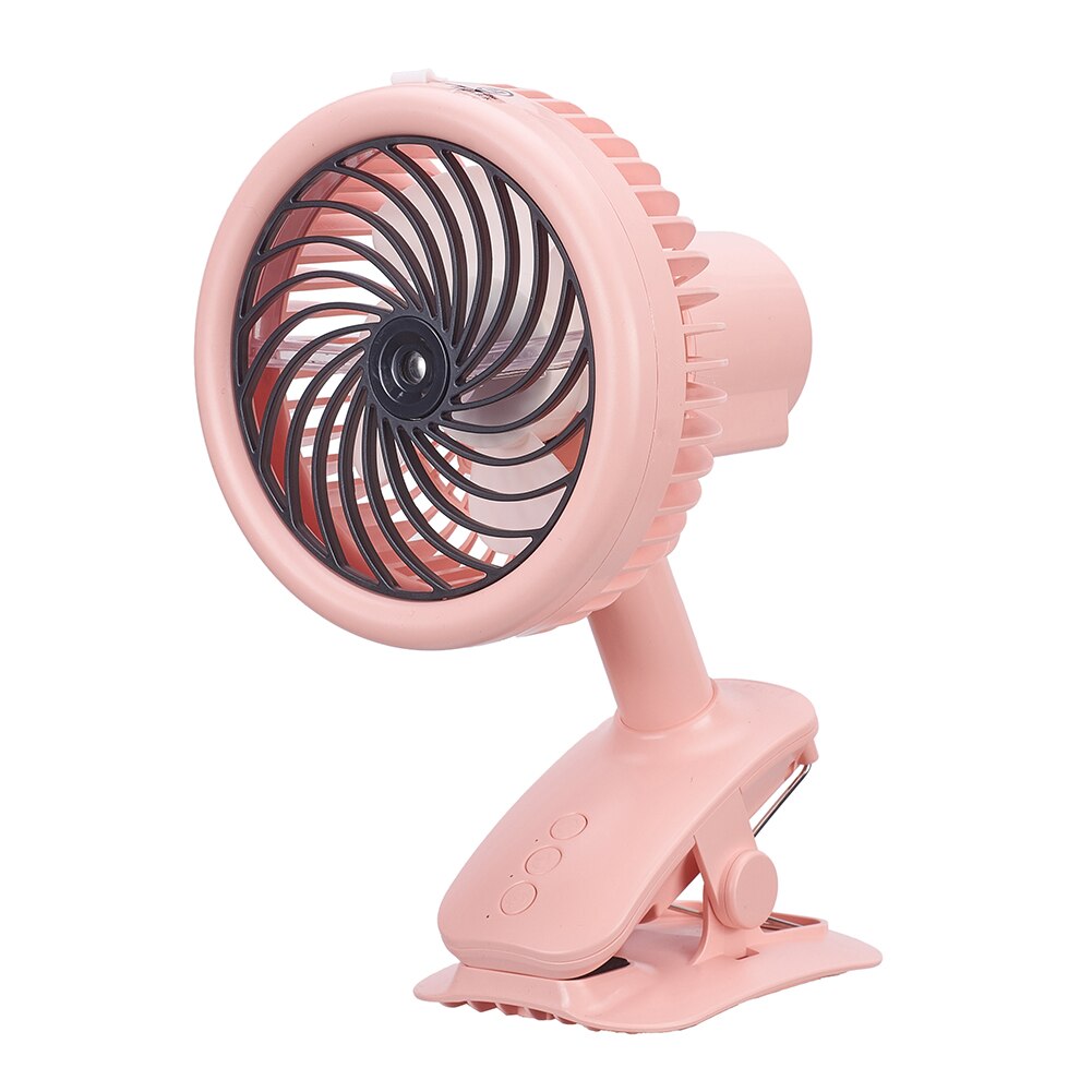 Mini Cooling Air Fan Humidifying Sprayable Fans Portable Shaking Head Desktop Fan With Clip Built-in Battery: Pink