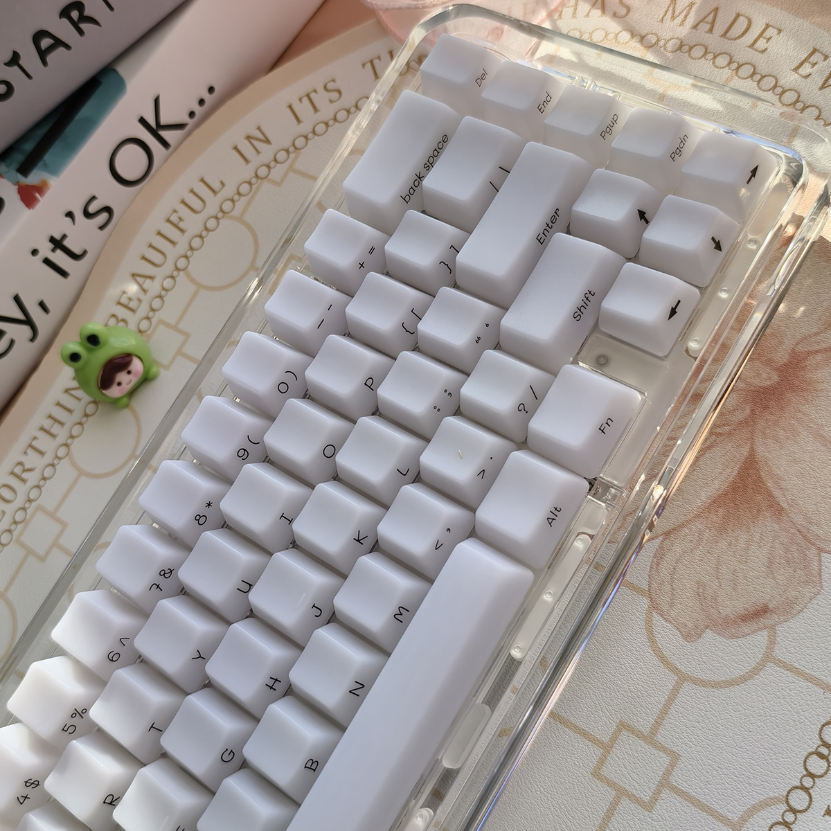JCM Fog Kermeates Keycap Silk Screen Transparent Keycap OEM Profile 130 Keys For Cherry MX mechanical keyboard 7U Space Key