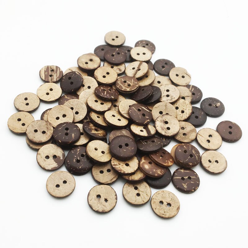 12mm 50PCS Natural Eco-friendly Coconut Shell Wood Button For Clothing 2Holes Children Scrapbook Decorative Sewing Accessories