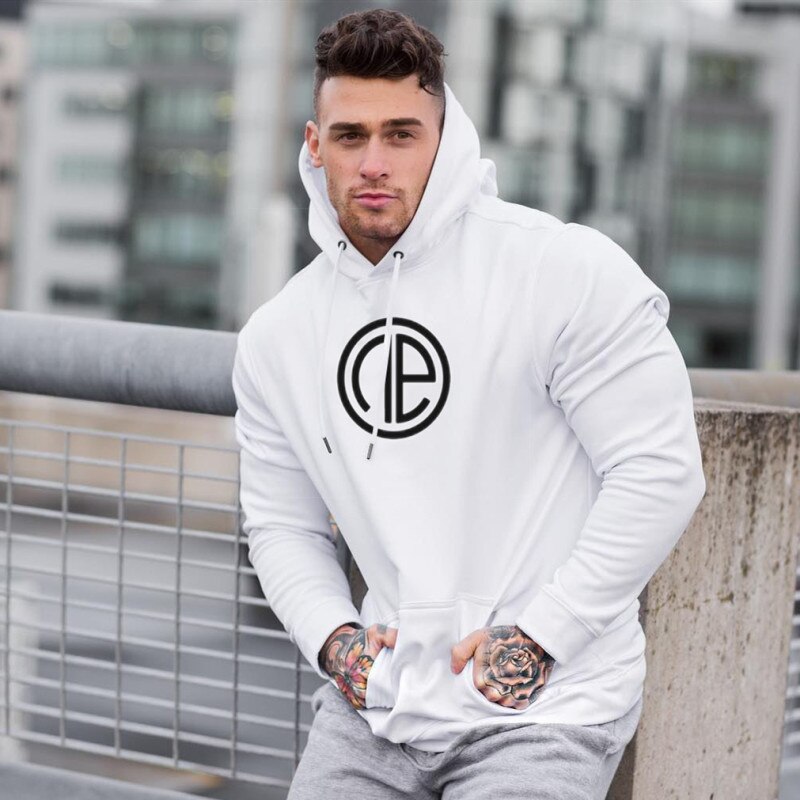 Sudaderas con capuchas para el gimnasio para entrenamiento deportivo para hombres, sudaderas con capucha para hombres, sudaderas con capucha para otoño: M / Blanco