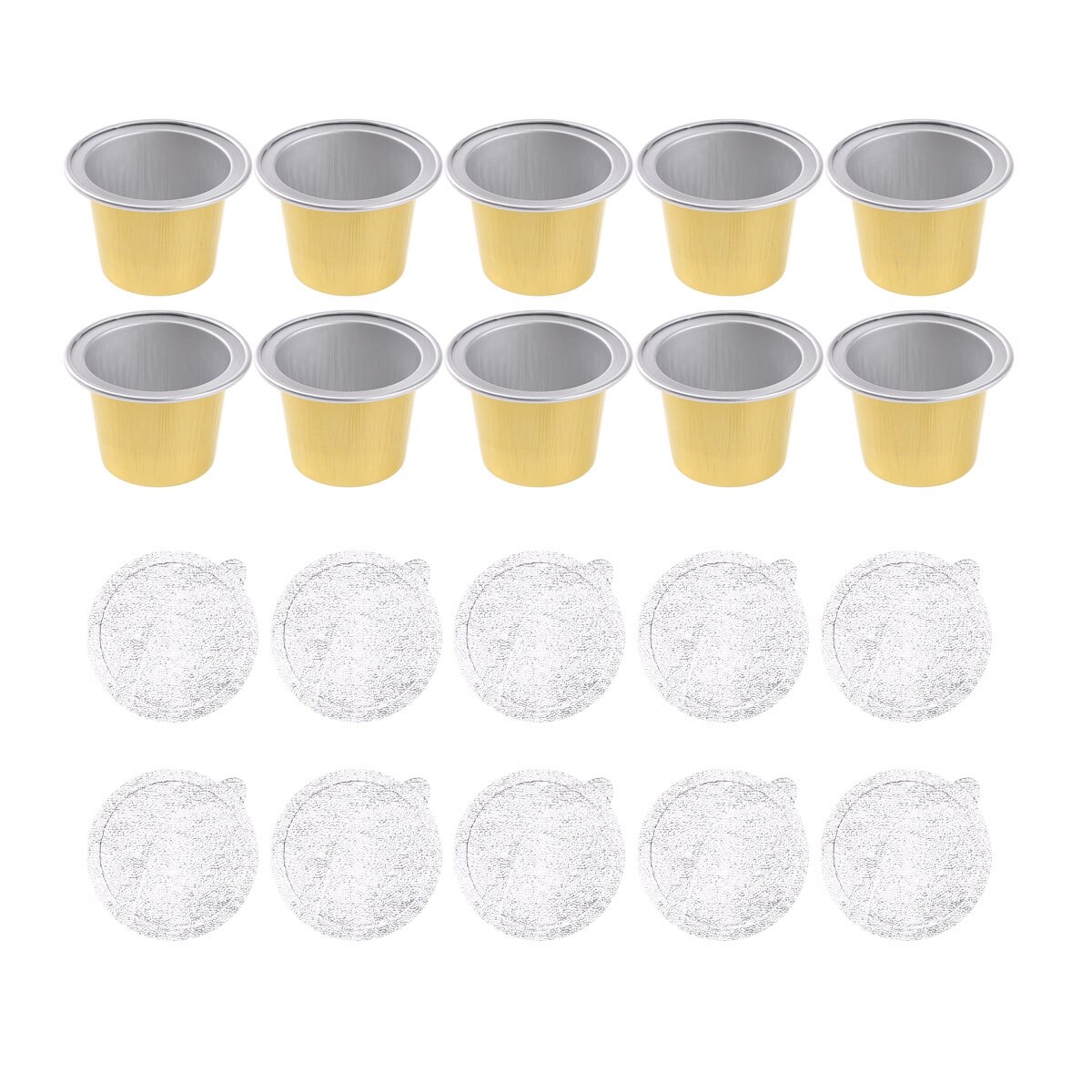 10Pc Wegwerp Aluminium Koffie Capsules Cups Met Folie Deksels Hervulbare Koffie Pods Voor Nespresso Vertuo Koffie Capsule Kopjes: Gold