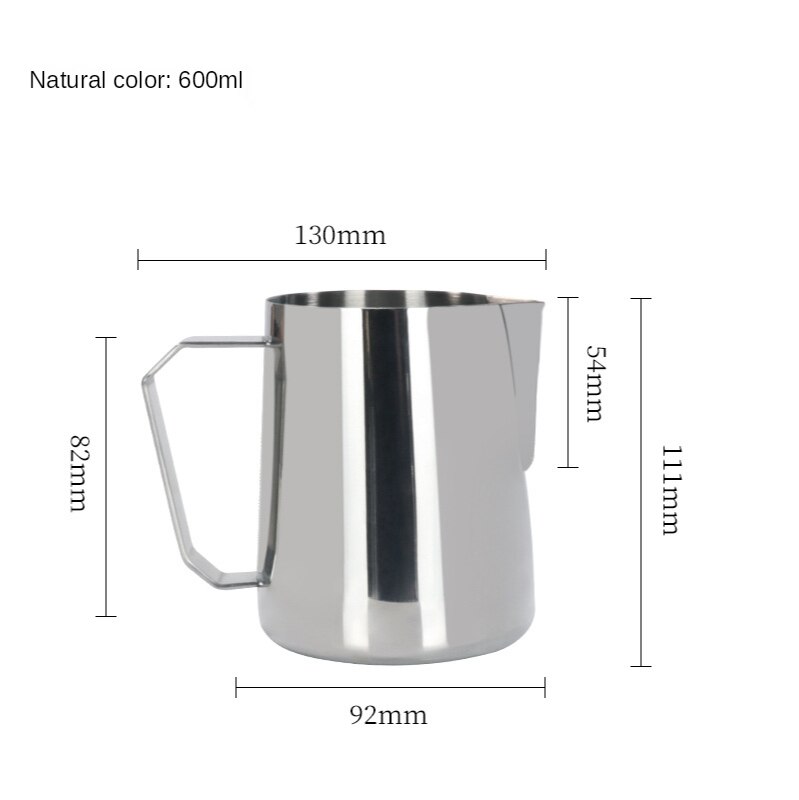 Cappuccino Coffee Garland Cup, Pointed 304 Stainless Steel Milk Foam Cup with Fancy Coffee Garland Cylinder Appliance: A1 600ml