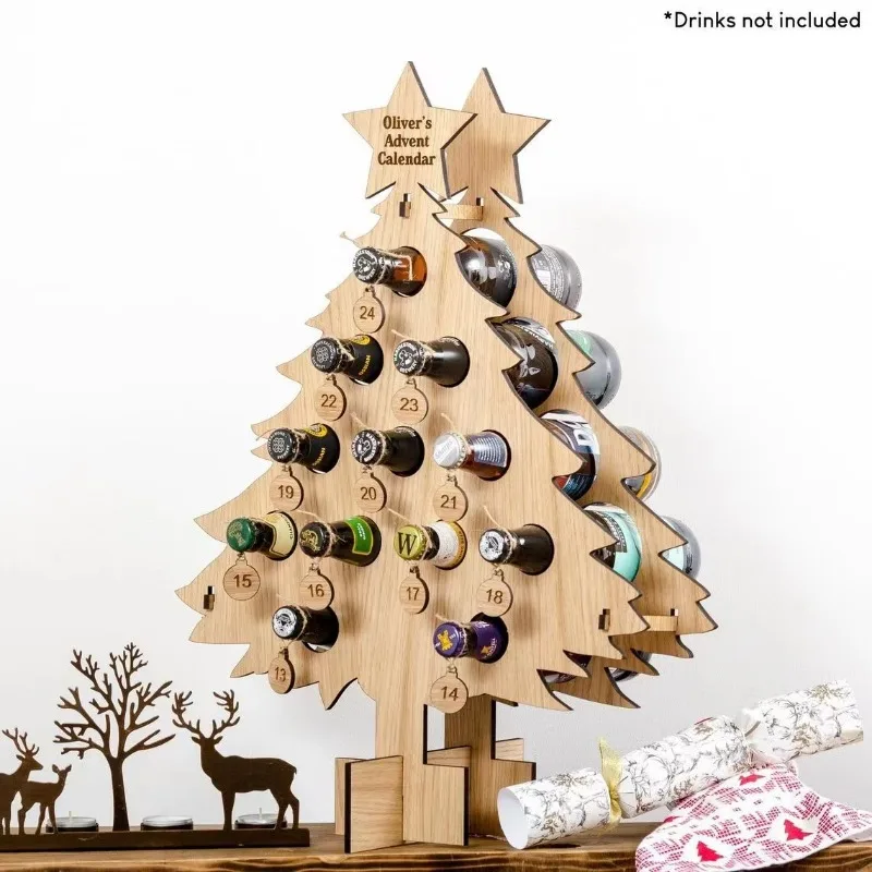 Christmas Tree Wooden Wine Rack Craft Decoration Christmas Wooden Ornaments Party Fun Beer Storage Rack Wine Bottle Holder