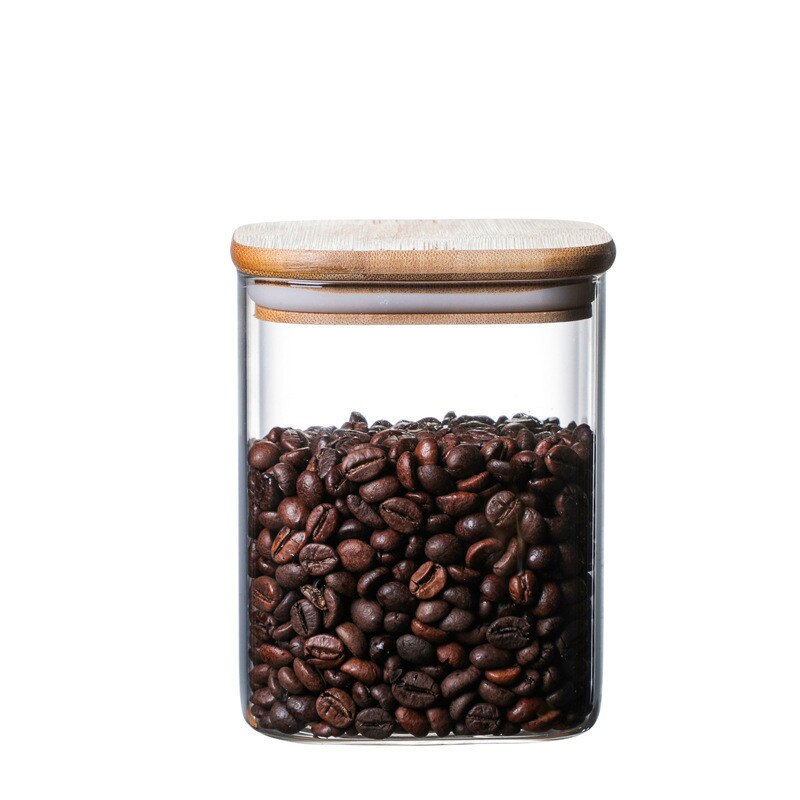 Bocal à bonbons en grains de café pour épices, récipient en verre, avec couvercle, pour cookies, bocaux de cuisine, petite taille,