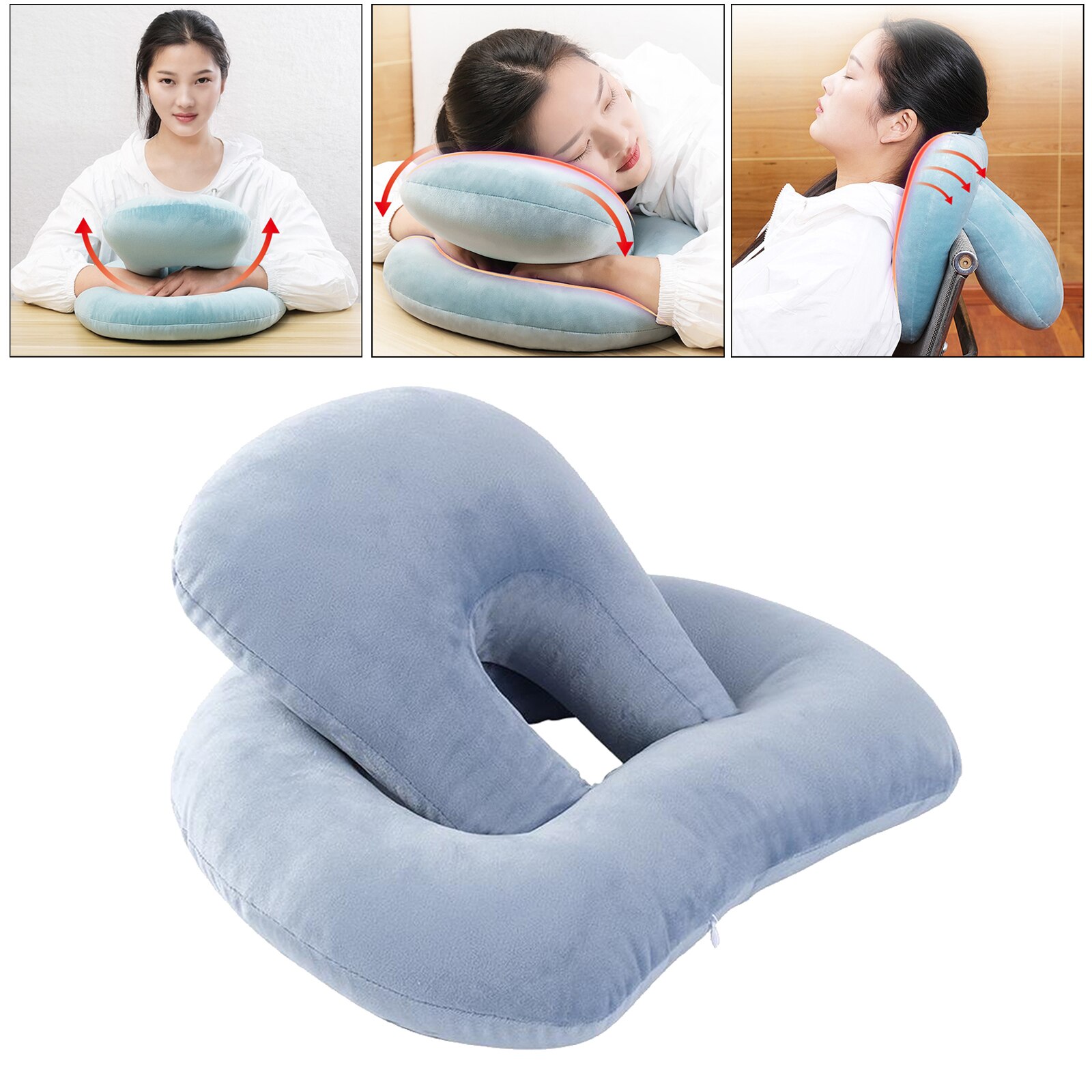 Multi-Functional Octopus Nap Pillow Neck Protector Support for Camping Desk: silver gray