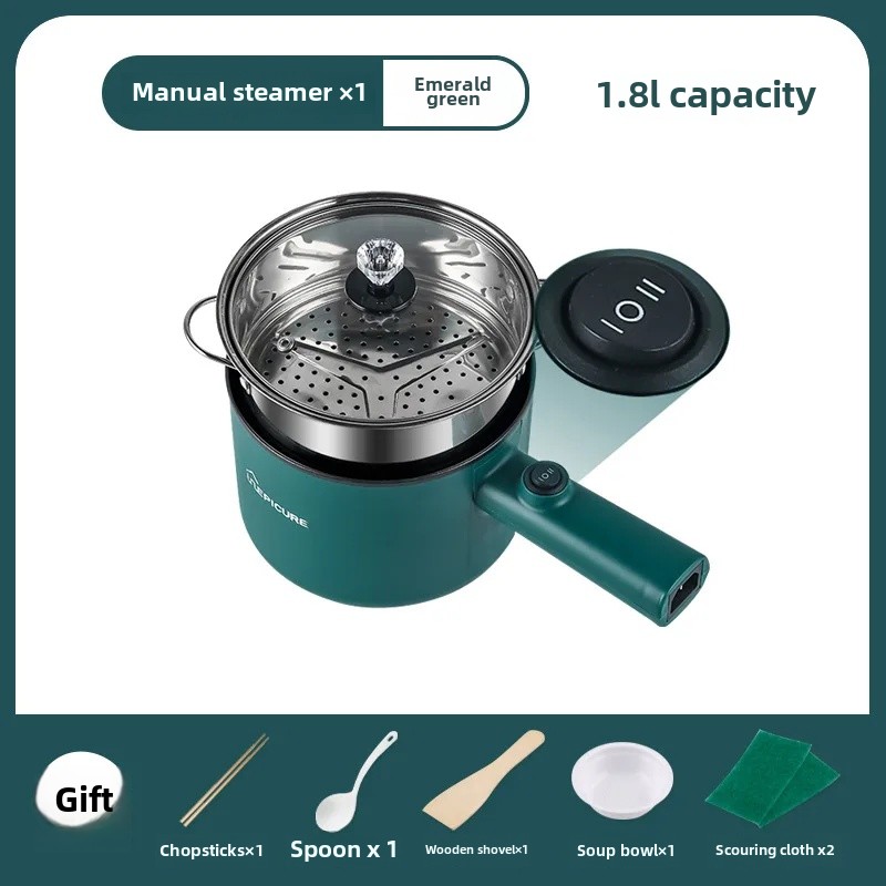 Mini Multifunctional Electric Wok 110V US Standard Student Dormitory Soup Pot Noodles Cooking Rice Heating Pot for Home Use: WHITE / EU