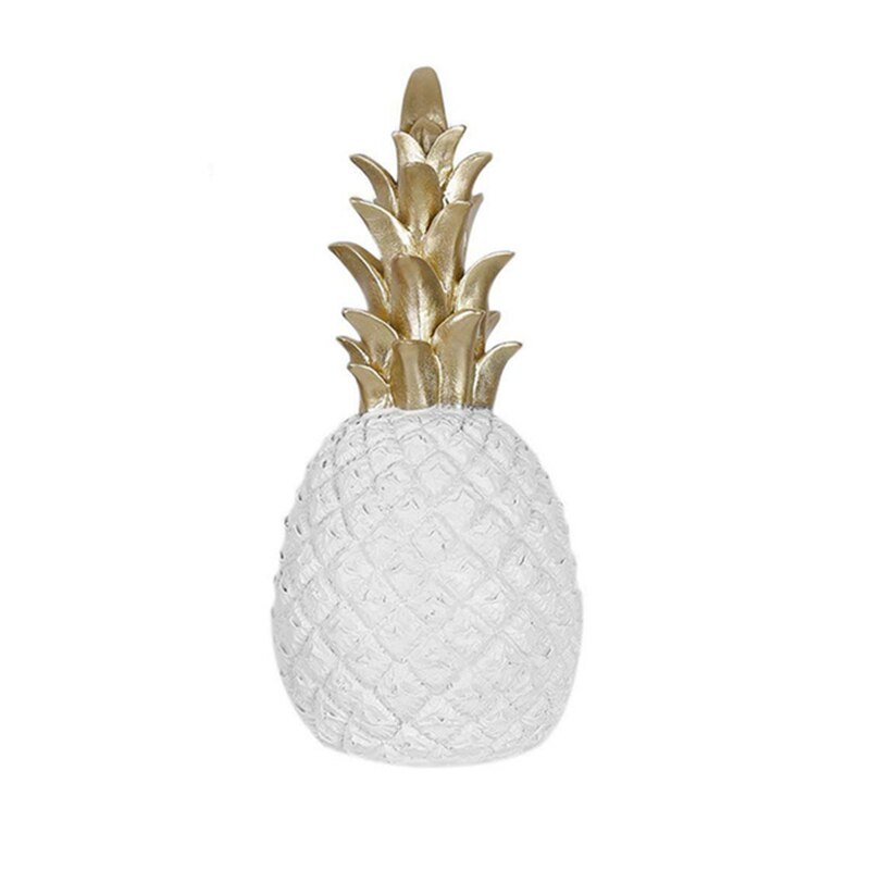 Ananas Ananas Decoratie Nordic Fruit Shape Golden Ananas Decoratie Hars Zwart Wit Home Slaapkamer Desktop Decor: White / 20X9cm