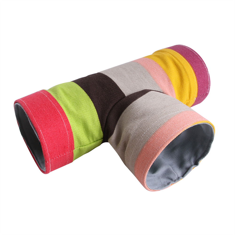 Rainbow Hamster Tunnel Squirrel Tunnel Tube Small Guinea Pig Hamster Collapsible Tunnel Channel Warm Small Pet Toy: Three-way