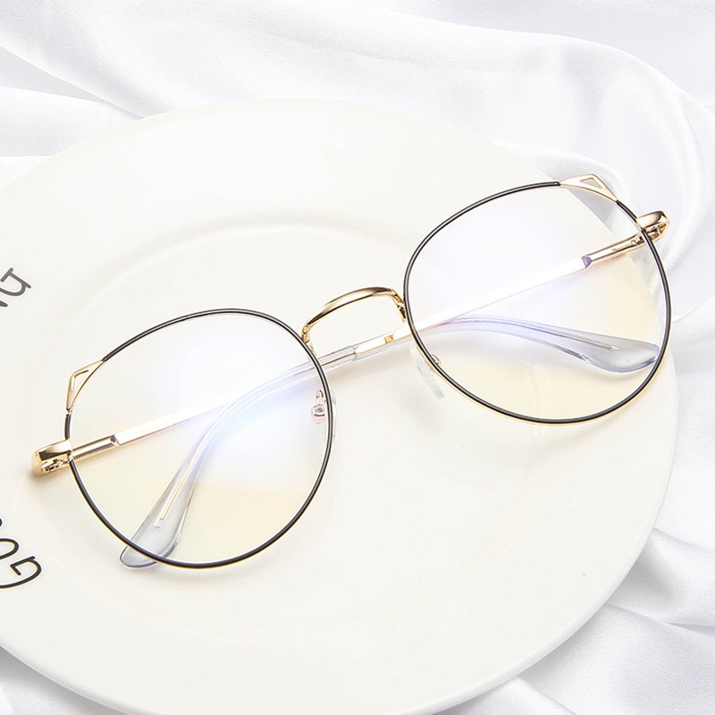 Computer Glasses Eyewear Frame Anti Blue Light Game Glasses Cat eye Anti Glare Eyeglasses Frame Women Round Clear Lens Glasses