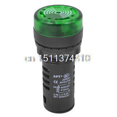 Panel Mount AC/DC 24 v Groene LED Buzzer Alarm Signaal Indicator Licht Lamp