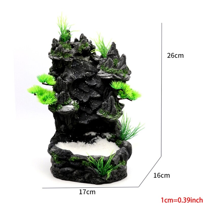 D08D Aquarium Decoration Artificial Resin Landscape Lifelike Fish Tank Rock Mountain View Underwater Sand Waterfall
