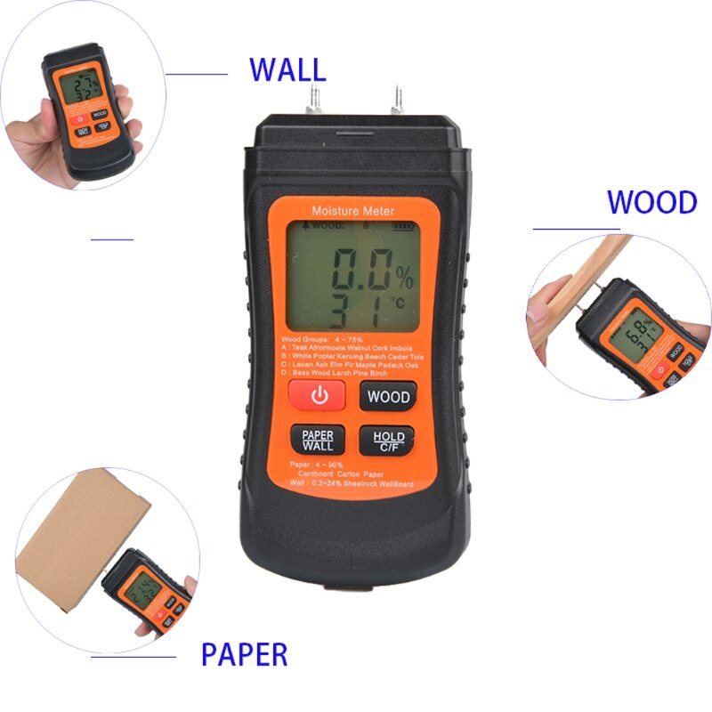 Digital Wood Moisture Meter Paper Humidity Tester Wall Hygrometer Timber Damp De G8TB