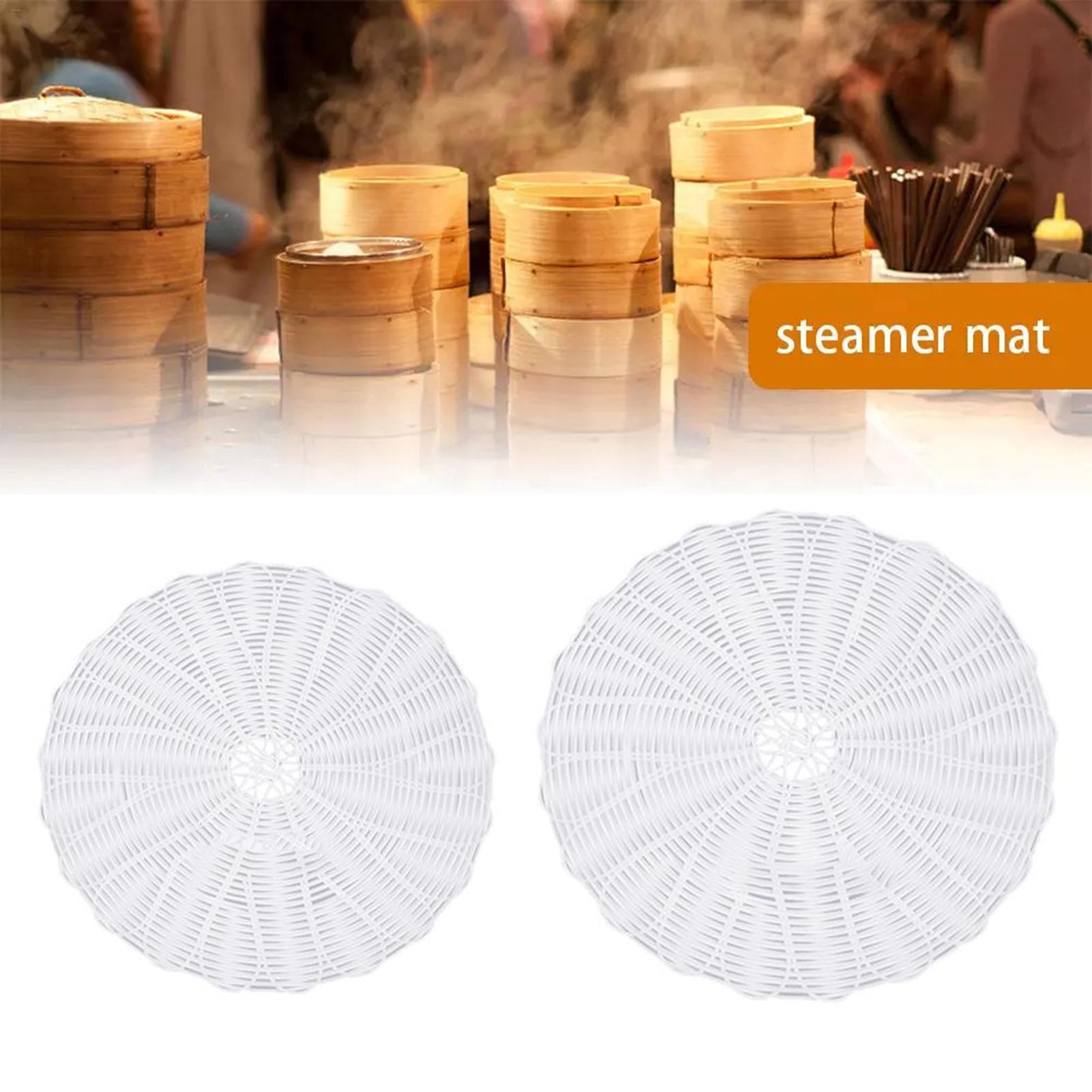 Round Rattan Woven Non-Stick Stuffed Bun Steamer Mat Dim Sum Tool Kitchen Cooking Dumplings Steam Mat Baking Liner