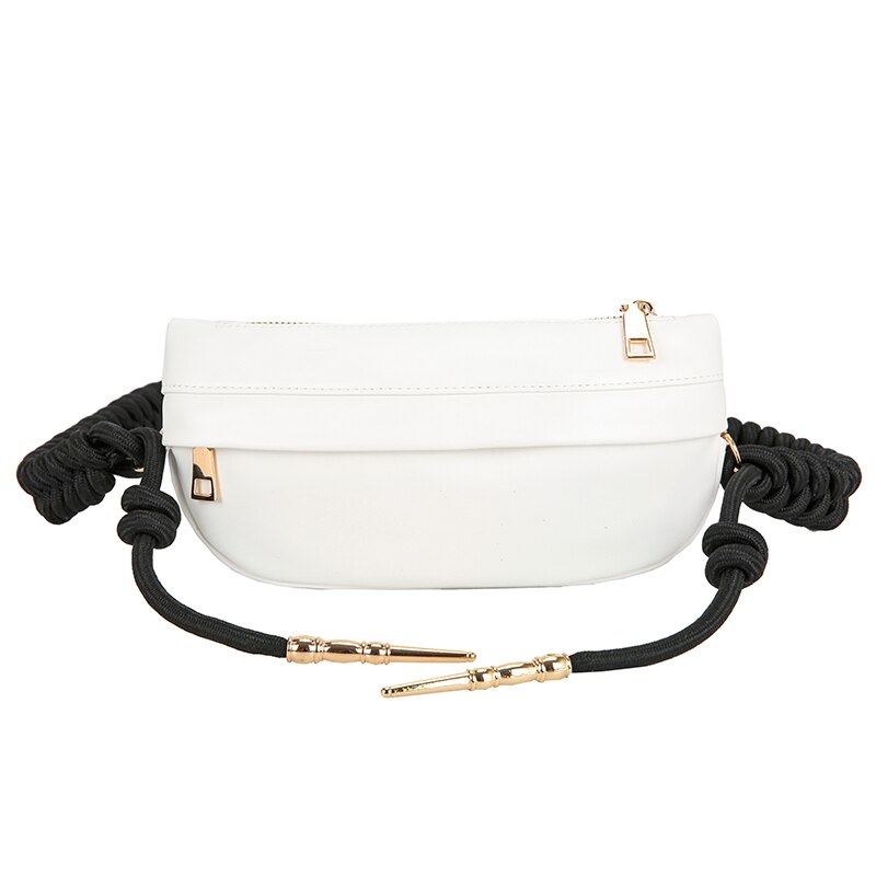Midjevesker for kvinner brystveske i skinn tilfeldig crossbody-veske brystveske kvinnelig vevstropp skulderpakke fanny pack: Hvit brystpose