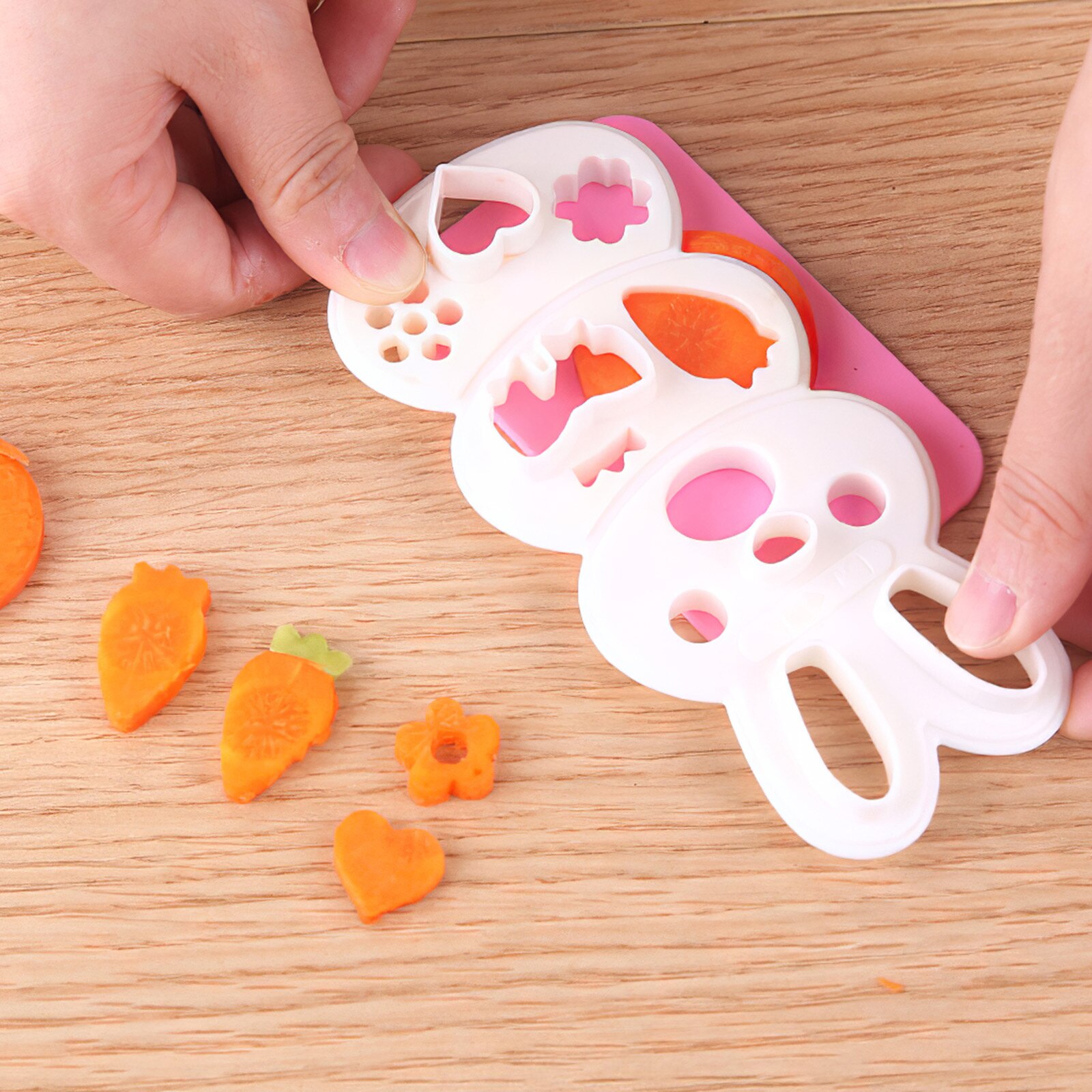 Juego de moldes de arroz Nori para Sushi, herramientas de cocina de estilo japonés, lindo conejo Bento Maker Cutter, molde portátil para alimentos para niños, molde Kawaii