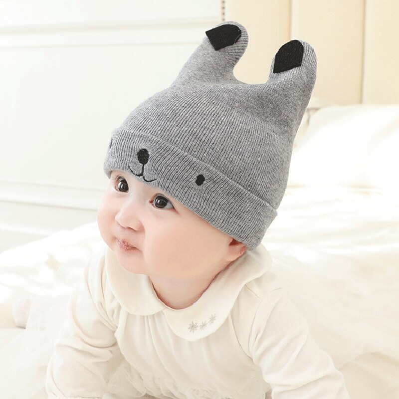 Baby Knitted Cap Autumn Winter Cartoon Puppy Pattern Set Head Hat Leisure Solid Color Baby Keep Warm Wool Caps TG0089