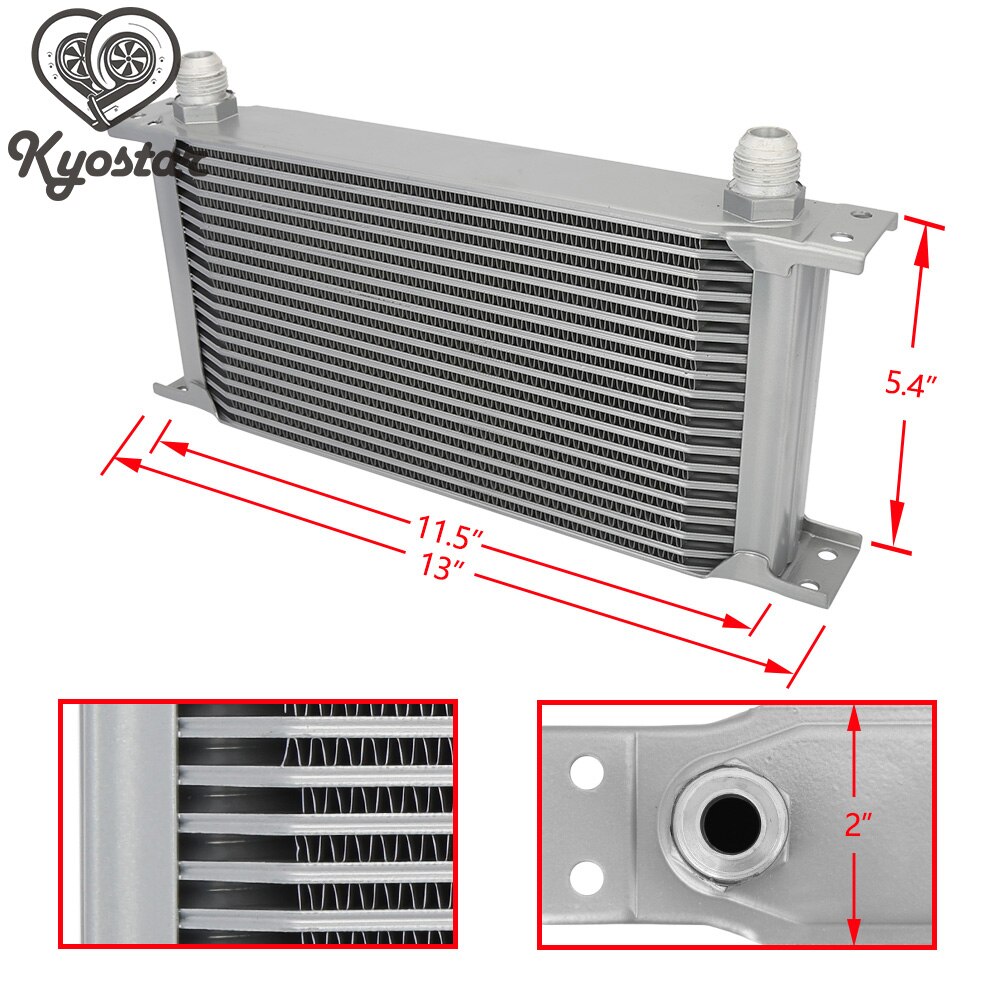 Universal Oil Cooler 19 Row 10AN Black Silver British Type Aluminum Oil Cooler Kit