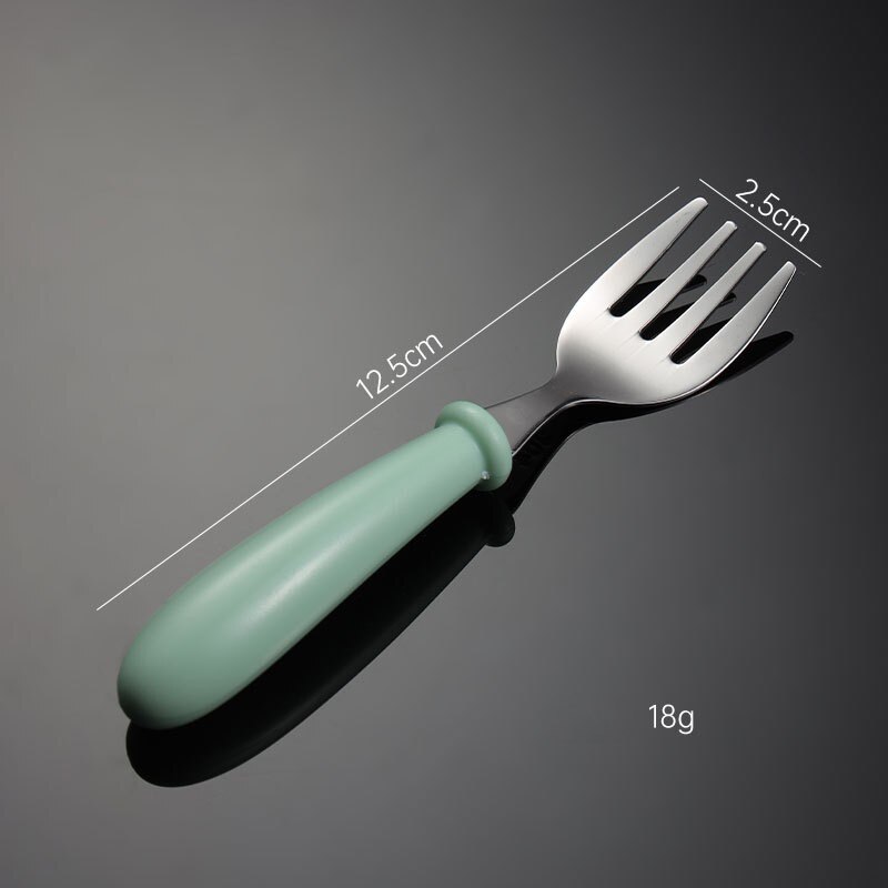 Kinderen Bestek Bestekset Rvs Kinderen Lepel En Vork Kids Servies Set Met Stroage Case Kinderen Draagbare: green fork only