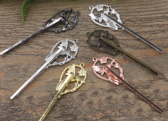 10 stks Vintage Bloem Motief Vogel Haar Sieraden Charm Vrouwen Haarspeld Haarspeld Woord Map Hairclips Haarspeldjes Retro Haar Dragen