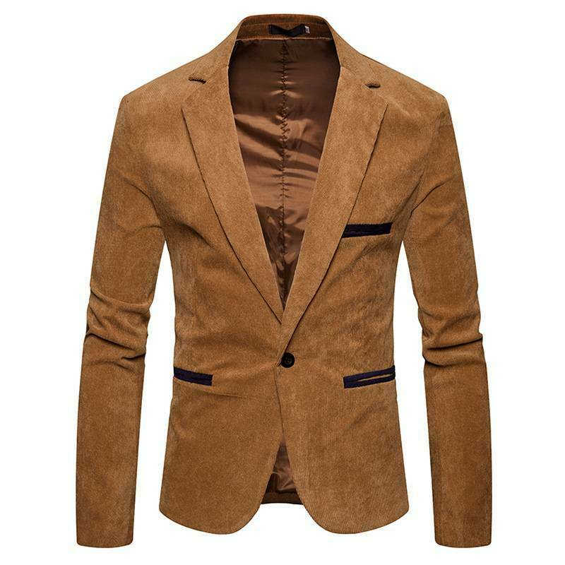 Business Tops Jacke Luxus Dünne Klage Taste Fit One herren Blazer Mantel Smoking: Kakifarbig / M