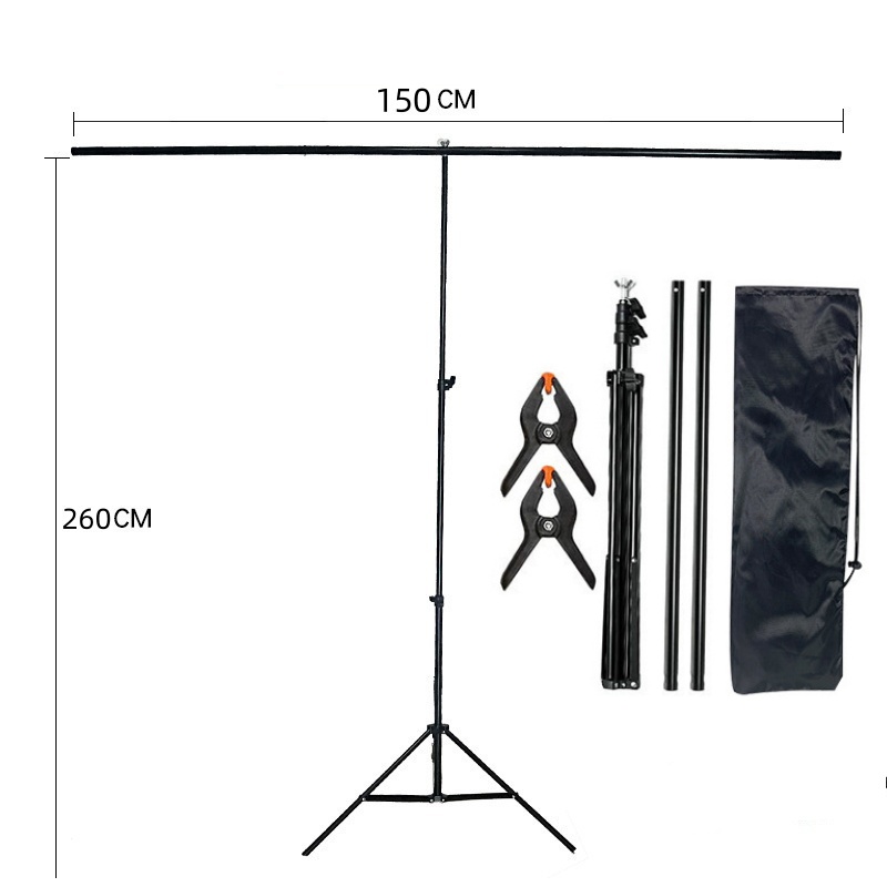 T-Shape Backdrop Stand Kit with Background Cloth Video Chroma Key Green Screen Frame Stand For Photography Photo Studio Props: LIGHT BLUE
