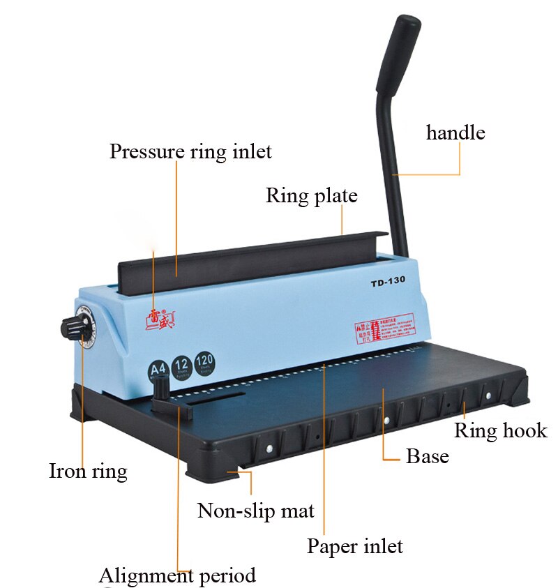 34 Square hole Wire binding machine TD-130 Small machine Big capacity books binding machine manual wire binding machine