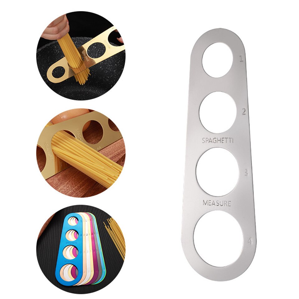 Easy Clearing Pasta Ruler Measuring Tool 4 Serving Portion Stainless Steel Spaghetti Measurer Cooking Supplies Control Tools