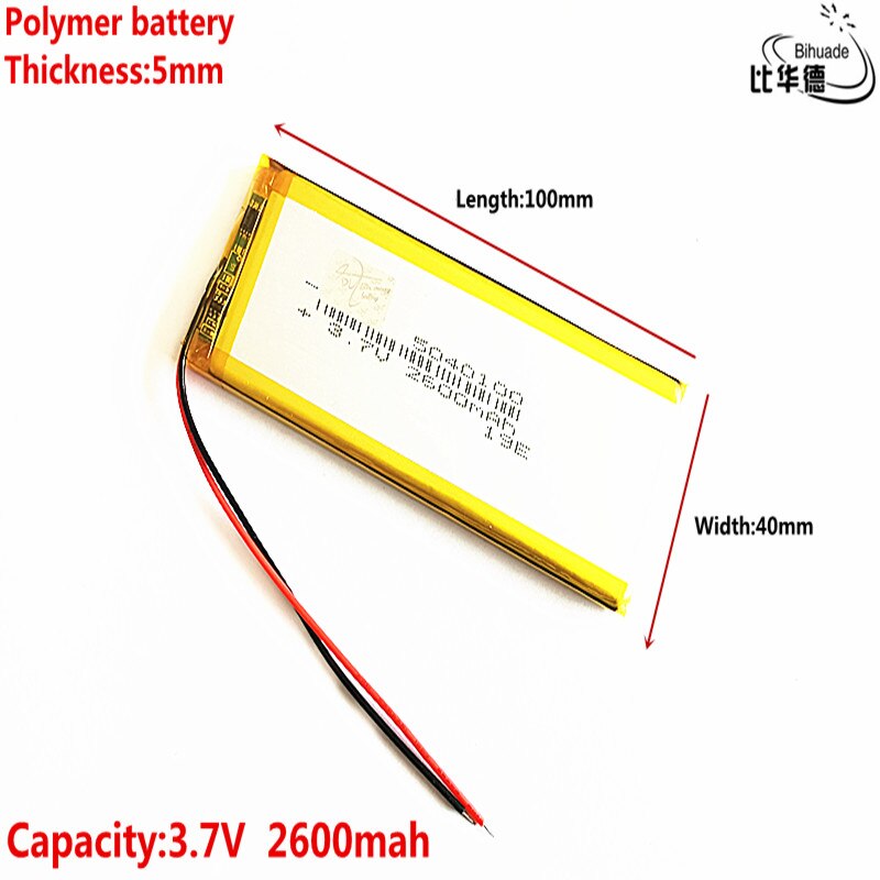 Goede Qulity Liter energie batterij 3.7 V, 2600 mAH, 5040100 Polymeer lithium-ion/Li-Ion batterij voor SPEELGOED, POWER BANK, GPS, mp3, mp4