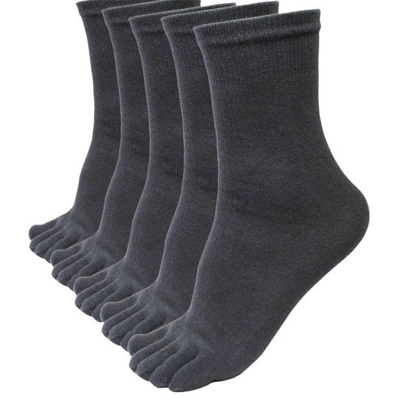 5 Pairs/Lot Solid White Black Gray Men Toe Socks Bamboo Fiber Male Summer Winter Cotton Socks Five/5 Finger Socks