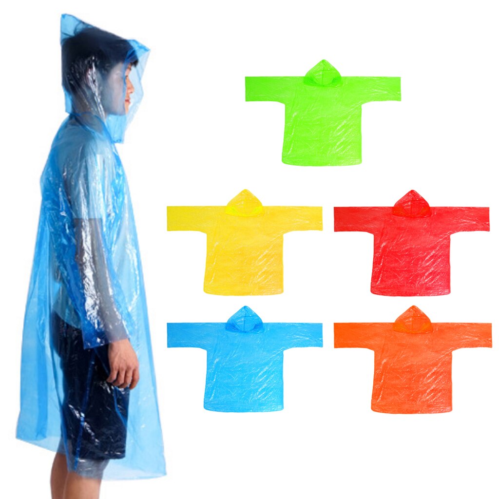1 stk. engangs vandtæt regnfrakke hætteklædt regnfrakke regnfrakke med opbevaringspose дождевик
