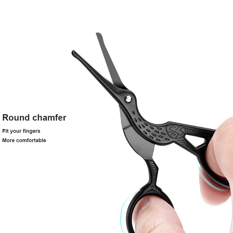 Ciseaux de Type grue en acier inoxydable, tête ronde de sécurité, tondeuse manuelle pour nez, cheveux, beauté, rasage de barbe, petits ciseaux